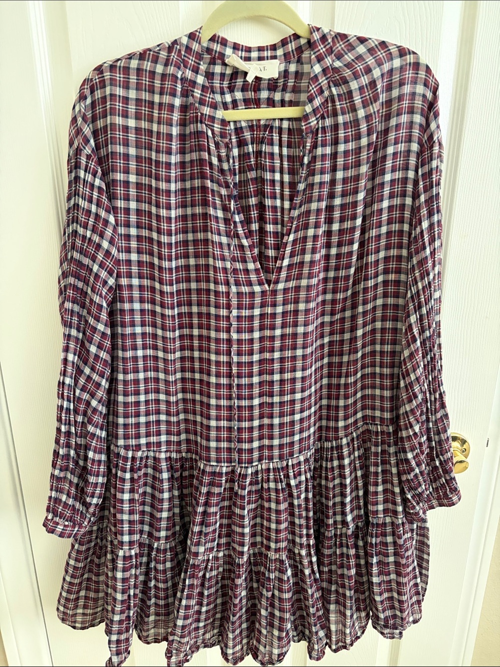 The Great Plaid Tunic Dress - Burgundy Plaid
